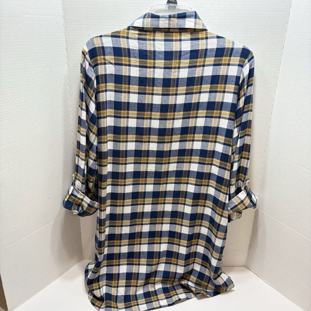 Concepts Sport Georgia Tech Women's Plaid Boyfriend Flannel Button-up Shirt XL - Picture 5 of 6
